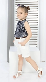 Keten Kumaş Kısa Şortlu Siyah Puantiyeli Askılı Badi Kombin