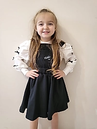 Siyah Jile Beyaz Gömlek Kız Çocuk Kombin