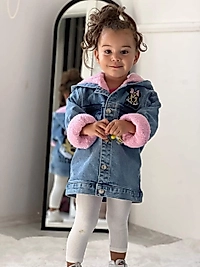 Kız Çocuk Tam Kalıplı Minnie Mouslu İçi Polarlı Kışlık Kız Çocuk Montu
