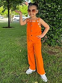 Nakış İşlemeli Turuncu Renk Yazlık Kombin