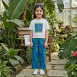 Mavi Renk Desenli Kız Çocuk Takım