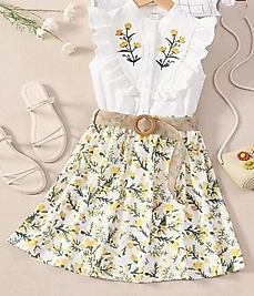 Kemerli Sarı Çiçek Desenli Takım