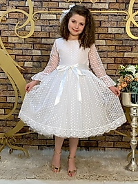 Prenses Beyaz Renk Çocuk Abiye