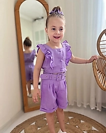 Mor Renk Şortlu Takım